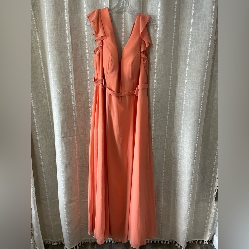 Azazie orange/coral dress